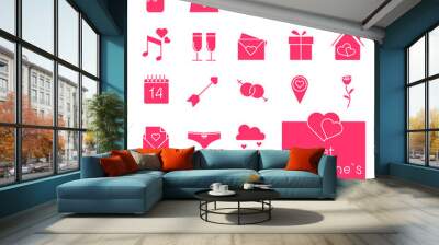 Web icons set. Valentine`s day. Vector Wall mural